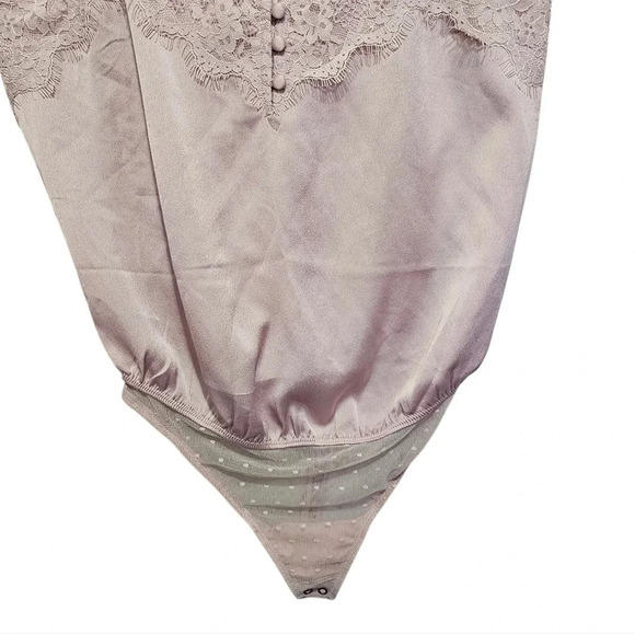 ABERCROMBIE & FITCH Light Purple Nylon Lace Spaghetti Strap Thong Bodysuit Small - Picture 4 of 6